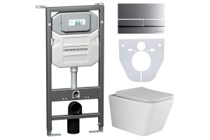 Комплект унитаза с инсталляцией Ceramica Nova Metric белый с сиденьем микролифт и кнопкой хром матовый
