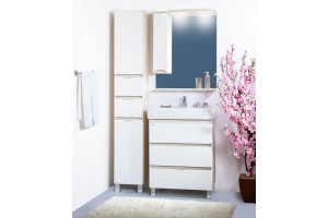 Зеркало-шкаф Бриклаер Токио 80 L светлая лиственница, белый глянец - 2