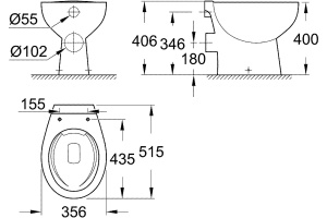 Чаша для унитаза приставного Grohe Bau Ceramic 39430000 - 3