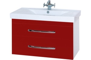 Тумба с раковиной Misty Эмилия 90 подвесная красная - 2