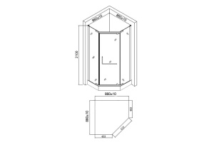 Душевой уголок Agger A03 90х90 хром с поддоном - 3