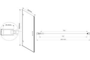Душевая дверь в нишу Vincea Flex VDP-1F900CLB 90 см, хром, черный профиль, стекло прозрачное - 3