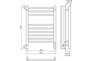 Электрический полотенцесушитель Terminus Аврора П9 500x700 Хром - 3