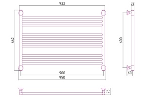 Полотенцесушитель водяной ДР Богема L 600х900 (Без покрытия) - 3
