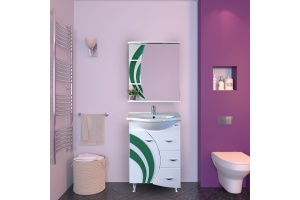 Тумба с раковиной Misty Каролина 60 3 ящика L зеленое стекло - 2