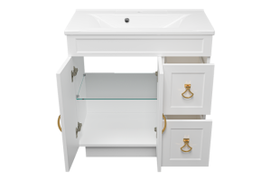 Тумба с раковиной Misty Амбра 80 белая глянцевая - 2