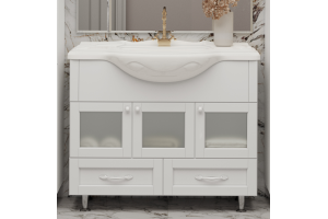 Тумба с раковиной Misty Латте 105 белая глянцевая