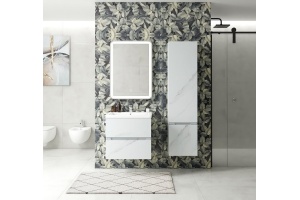 TECHNO Шкаф подвесной, фасады асимметричные, Монти мрамор 400x300x1600, AM-Techno-1600-AC-SO-MR960-R