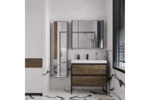 Шкаф-пенал с зеркалом STWORKI Кронборг МВК077 40, с подсветкой, черный - 3