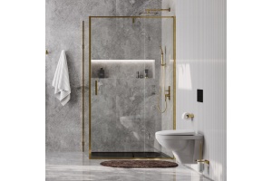 Душевой уголок Wasserkraft Aisch 120x100 профиль золото матовое стекло прозрачное - 2