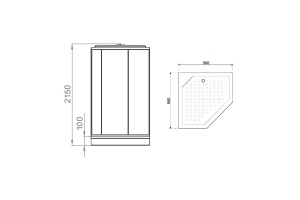 Душевая кабина Parly Penta 90х90 хром стекло матовое - 2