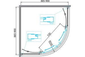 Душевой уголок BelBagno Due 90х90 профиль хром стекло рифленое - 3