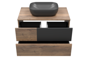 Тумба под раковину Misty Коломбо 80 темное дерево - черный - 2