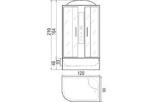 Душевая кабина с поддоном River Dunay 120/90/44 TH R (10000003135) - 2