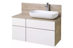 Тумба с раковиной Лола 60 и столешницей Aquaton Мишель 100 белый-светлое дерево