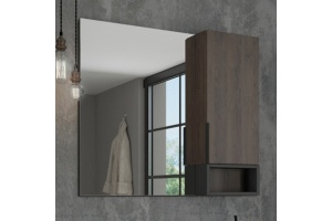 Зеркало-шкаф Comforty Франкфурт 90, дуб шоколадно-коричневый