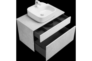 Тумба с раковиной Aquaton Марбл 80 белый-серый - 3