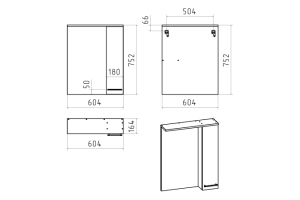 Зеркало-шкаф Misty Крафт 60 правое белое - светлое дерево - 3