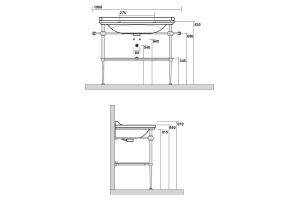 Kerasan Waldorf Металлическая структура для раковины 100см, со стеклянной полочкой, цвет золото  (из 2-х коробок: арт. 919691+920291 и 919901) - 3