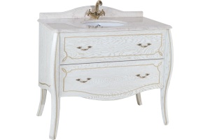 Мебель для ванной Bellezza Грация Люкс 90 белая патина золото - 2