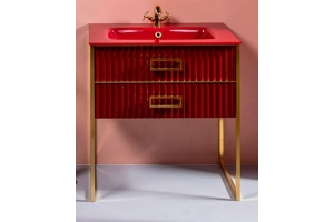 Тумба под раковину моноблок Boheme Armadi Art Monaco 100 бордо глянец - золото