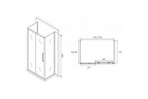 Душевой уголок Abber Schwarzer Diamant 110х80 хром стекло матовое - 2