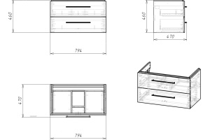 Тумба для комплекта Cersanit Lara 80 - 3