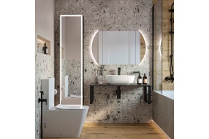 Столешница с раковиной DIWO Элиста 100 чёрный мрамор, с раковиной Moduo 50 Square - 2