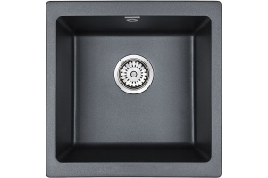 Комплект Мойка кухонная Paulmark Brilon PM104546-BLM черный металлик + Смеситель Paulmark Essen Es213011-418 для кухонной мойки, черный металлик - 3