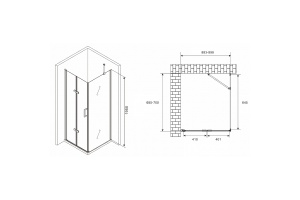 Душевой уголок Abber Zart 90x70 профиль хром стекло прозрачное - 3