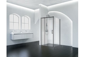 Душевой уголок BelBagno Acqua 120х90 профиль черный стекло прозрачное - 3