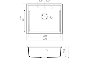Мойка кухонная Omoikiri Daisen 60-BL черная - 2
