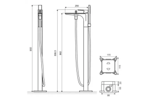 Смеситель для ванны напольный Excellent Keria черный матовый - 3