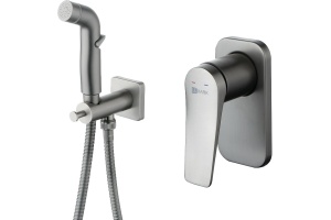 Смеситель Lemark Bronx LM3719GM с гигиеническим душем, встраиваемый, графит