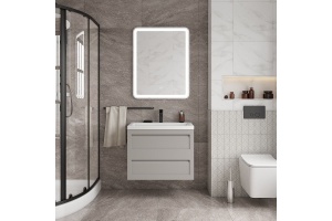 PLATINO База под раковину подвесная с двумя выкатными ящиками, Cветло-серый матовый AM-Platino-750-2C-SO-GCM