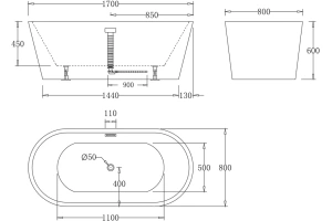 Акриловая ванна BelBagno 170х80 белый (BB71-1700-BIANCO) - 3