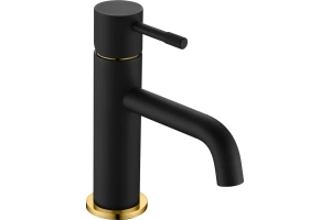 Смеситель для раковины Boheme Uno черный, золото (461-BG)