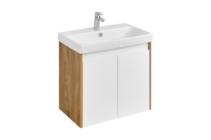 Тумба с раковиной Aquaton Сканди Doors 70 белый - светлое дерево