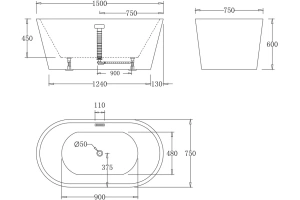 Акриловая ванна BelBagno 150х75 белый (BB71-1500-BIANCO) - 3