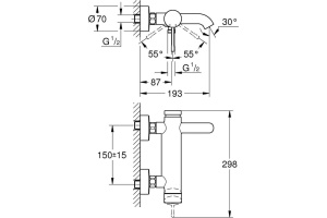 Смеситель Grohe Essence New 33624001 для ванны с душем - 2