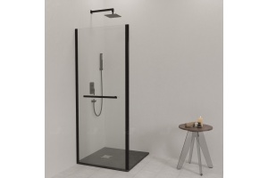 Душевая стенка RGW Z-060-1-B 80x185 профиль чёрный стекло прозрачное