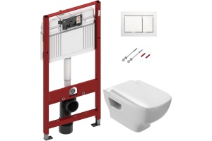 Комплект Система инсталляции для унитазов TECE Base + Чаша для унитаза подвесного Jacob Delafon Struktura EDE102 + Крышка-сиденье Jacob Delafon 