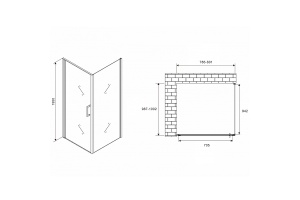 Душевой уголок Abber Sonnenstrand 80х100 хром стекло матовое - 2