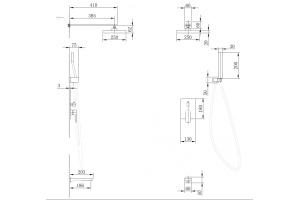 Душевая система ABBER Weiss Insel скрытого монтажа с изливом, черная матовая (AF8017B) - 3