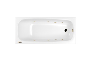 Ванна акриловая WHITECROSS Layla Slim Soft 170x75 с гидромассажем белый - золото