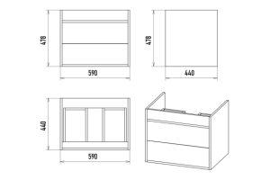 Тумба с раковиной Misty Кедр 60 темное дерево - черная - 3