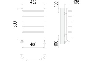 Водяной полотенцесушитель Terminus Виктория П6 400x600 Хром - 3