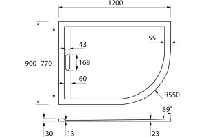 Поддон для душа Cezares Tray R550 120х90 см искусственный мрамор, L - 3