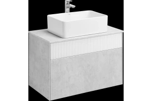Тумба с раковиной Aquaton Марбл 80 белый-серый