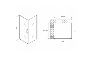 Душевой уголок Abber Sonnenstrand 70х100 хром стекло матовое - 2